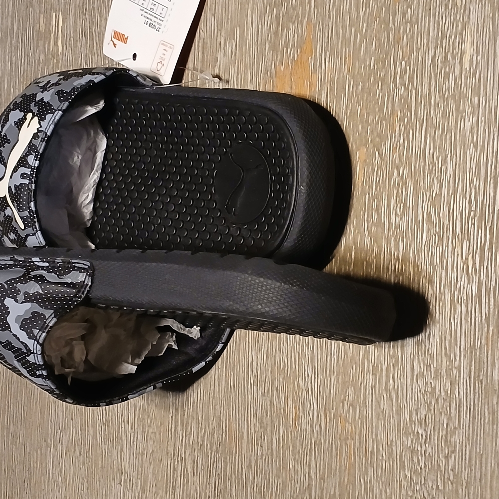 Puma Black and Gray Slide Sandals - Picture 3 of 5